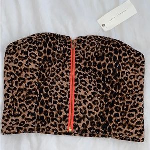 lush cheetah crop top w zipper never worn